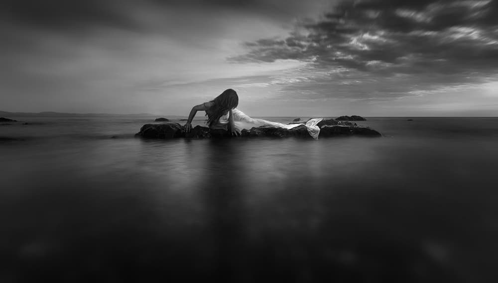 Mysterious Ocean Figure by Maria Kaimaki — canvas wall art