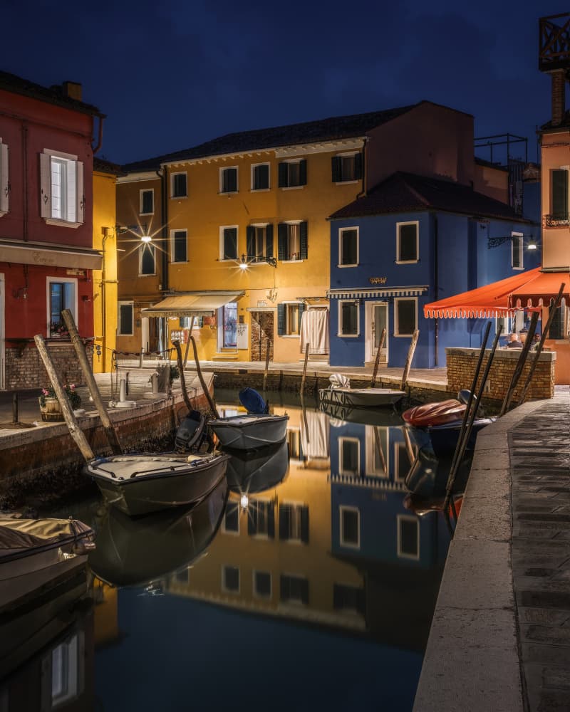Night in Burano Canal by Nicholas — canvas wall art