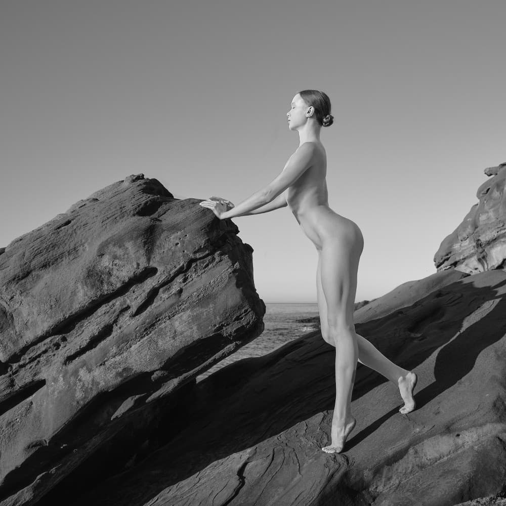 Graceful Coastal Nude by michel genève — canvas wall art