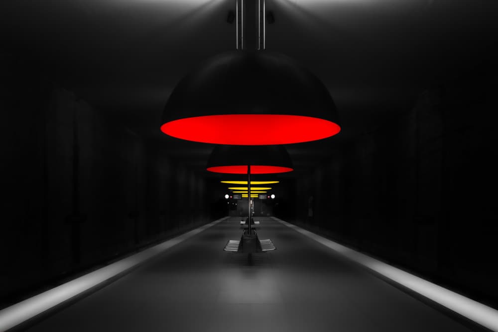 Red Yellow Metro Tunnel by Andy Dauer — canvas wall art