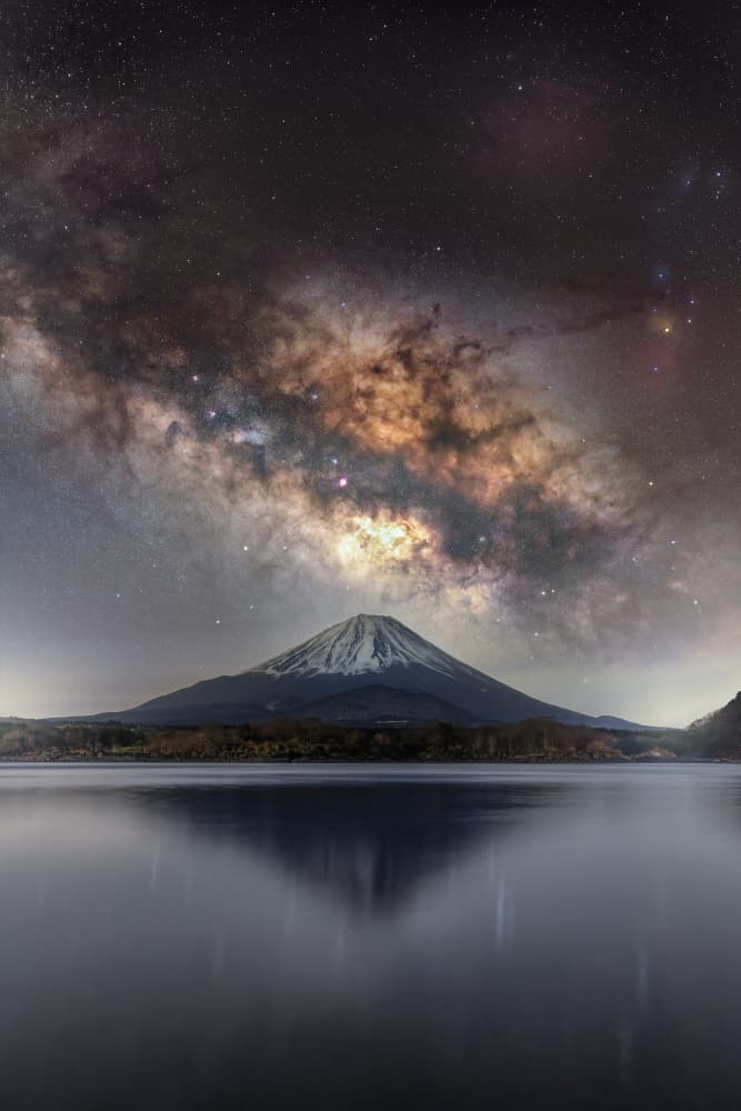Mount Fuji Cosmic Reflection by HARLOCK — canvas wall art