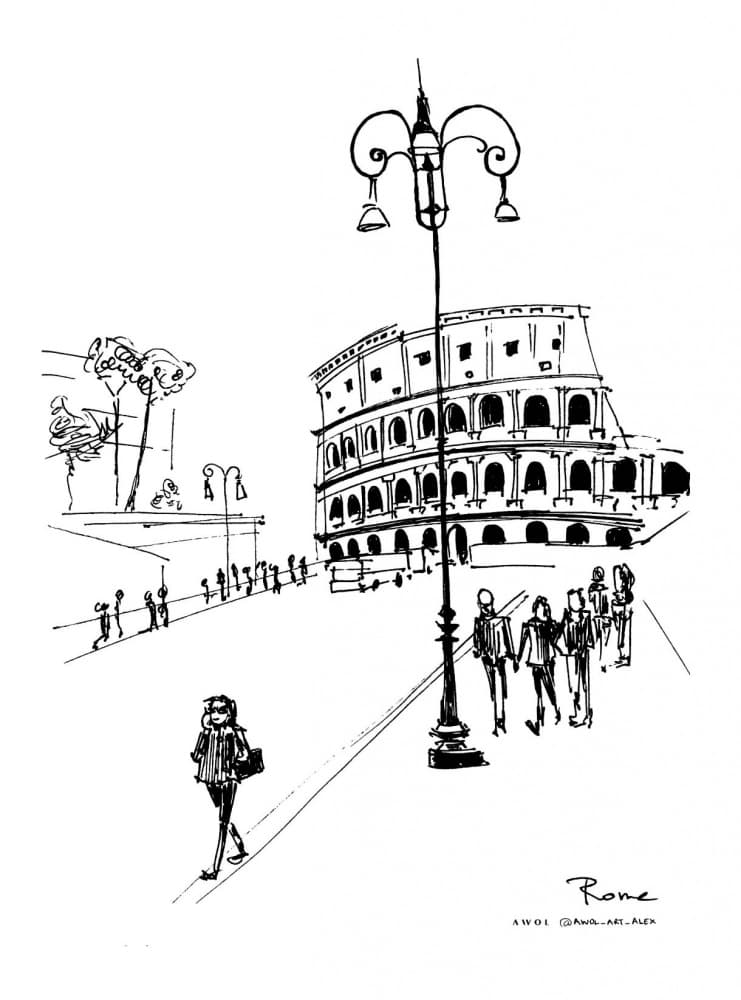 Rome Colosseum Street by Awol Art Alex — canvas wall art