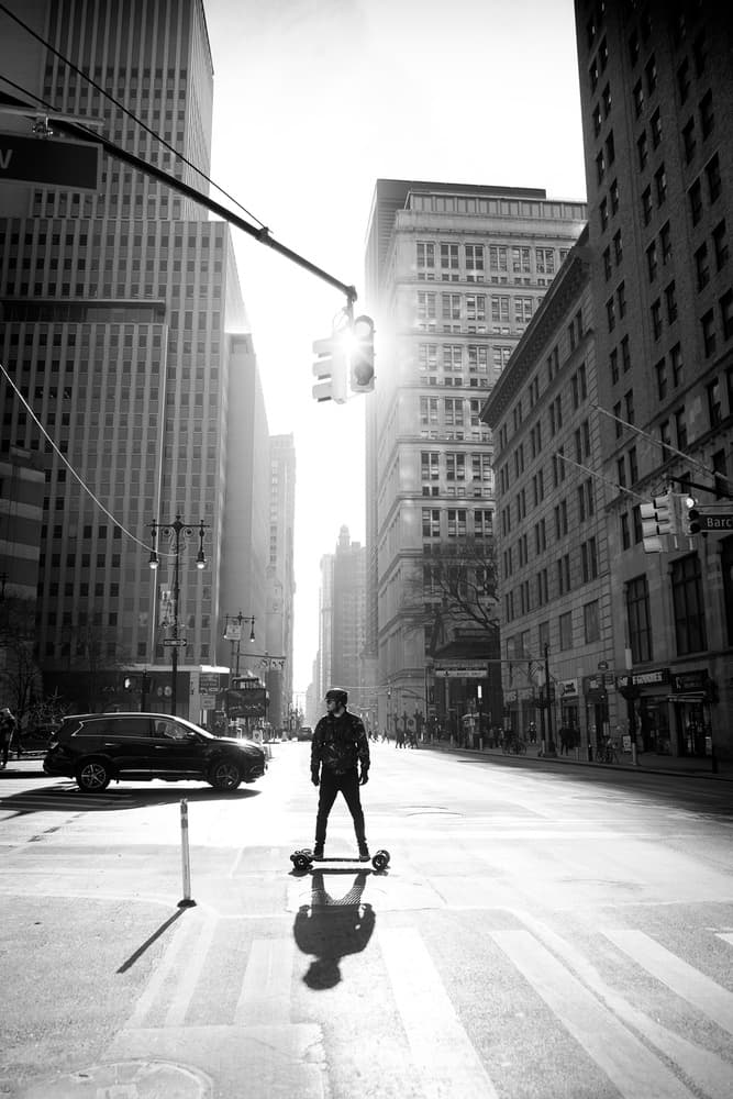 Skateboarder City Street by Martin Froyda — canvas wall art