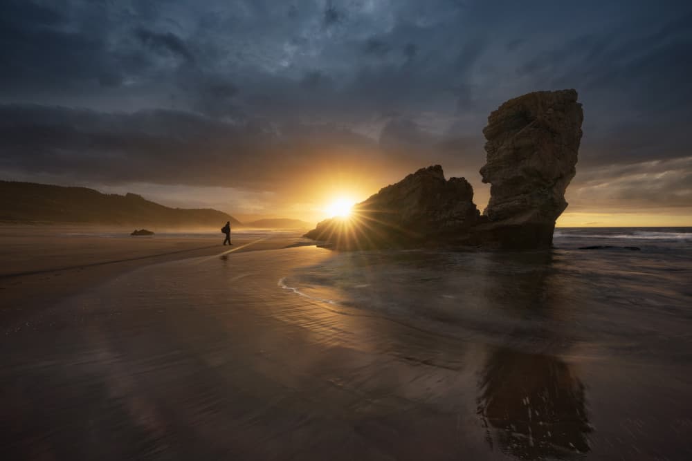 Dramatic Beach Sunset Glow by Carlos Gonzalez — canvas wall art