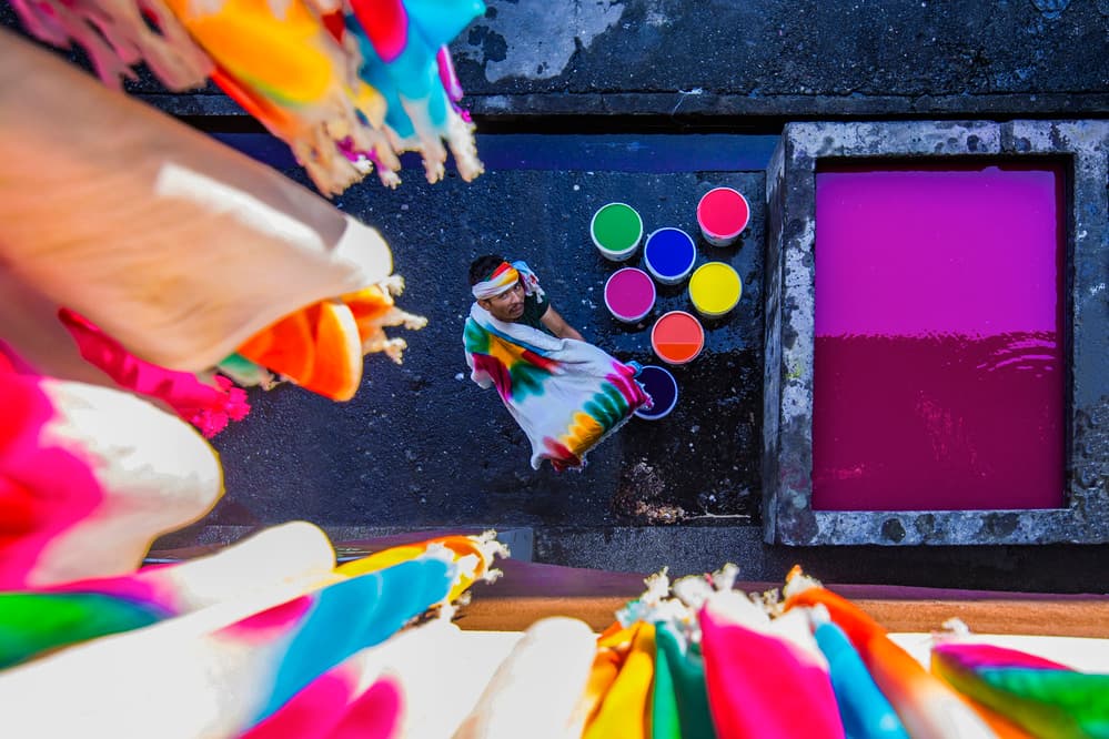 Vibrant Fabric Dyeing by Suleyman Uzumcu — canvas wall art