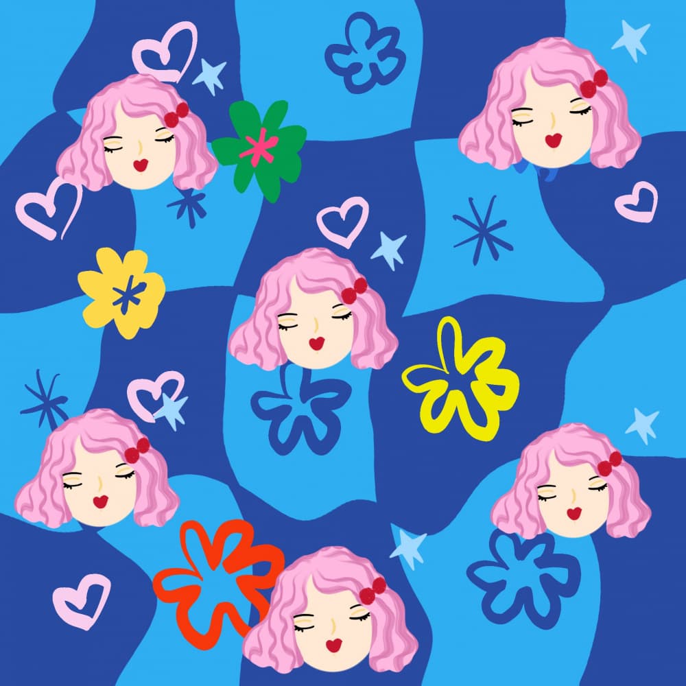 Dreamy Pink Girls Pattern by sucidraw — canvas wall art