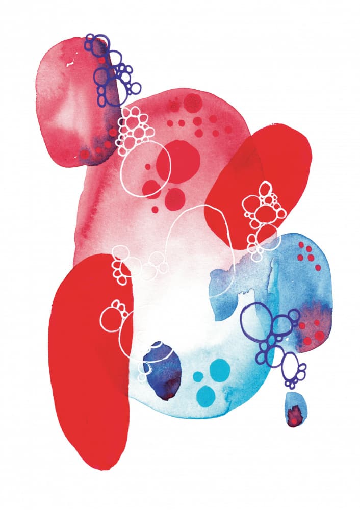 Red Blue Watercolor Abstract by Amy Louise Baker — canvas wall art