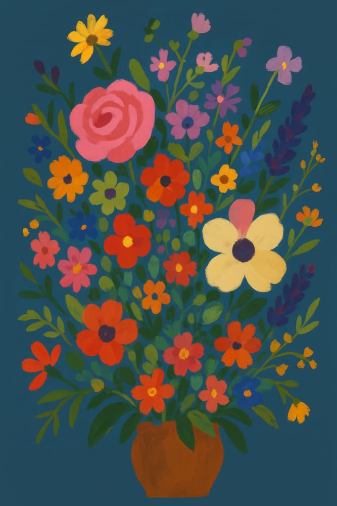Vibrant Folk Bouquet by Frida Floral Studio — canvas wall art