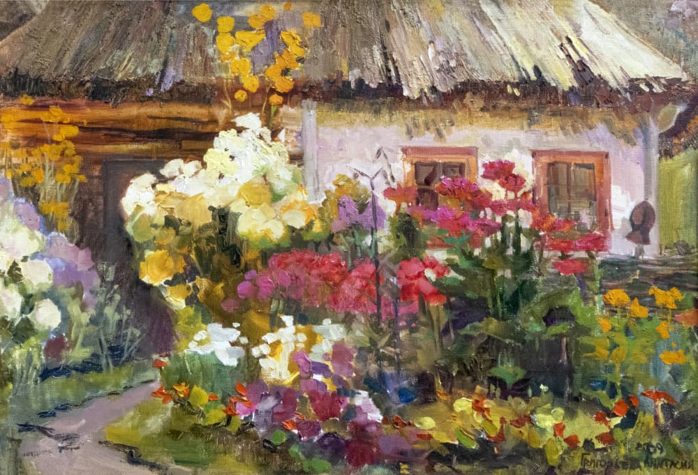 Vibrant Cottage Garden by Anastasiia Grygorieva — canvas wall art