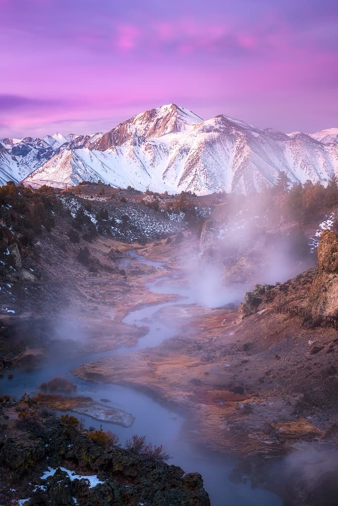 Purple Mountain Steam Valley by Daniel Gastager — canvas wall art