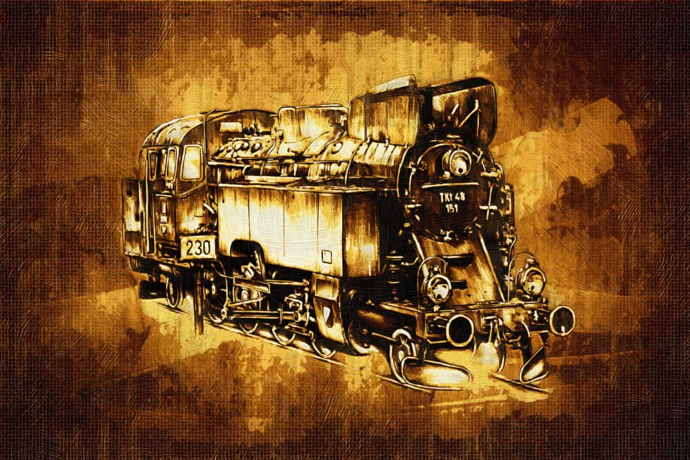 Vintage Steam Locomotive by Rafal Kulik — canvas wall art