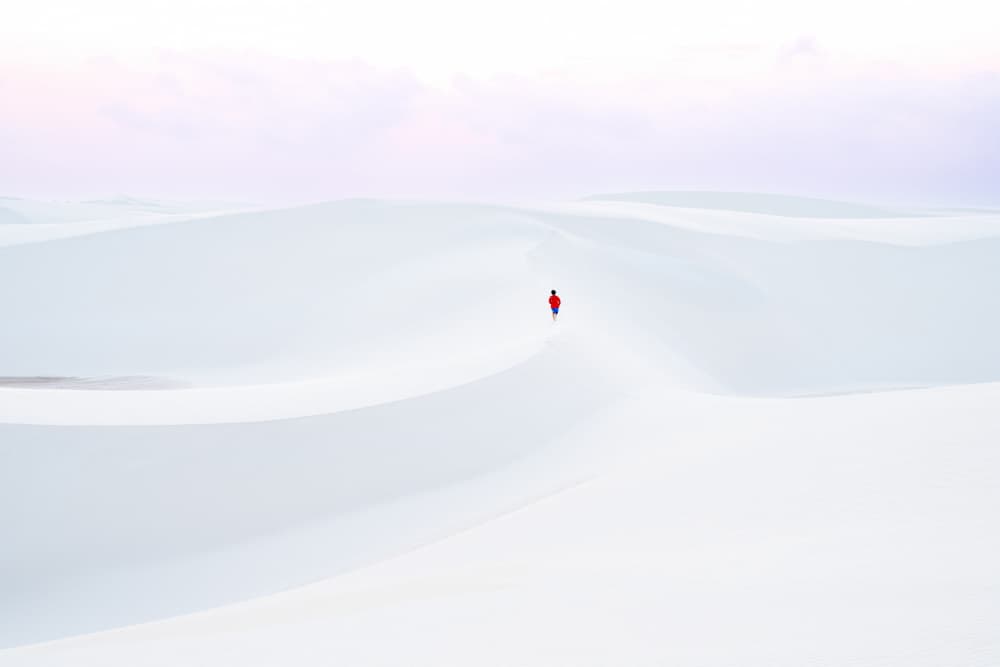 White Desert Wanderer by Wenjin Yu — canvas wall art