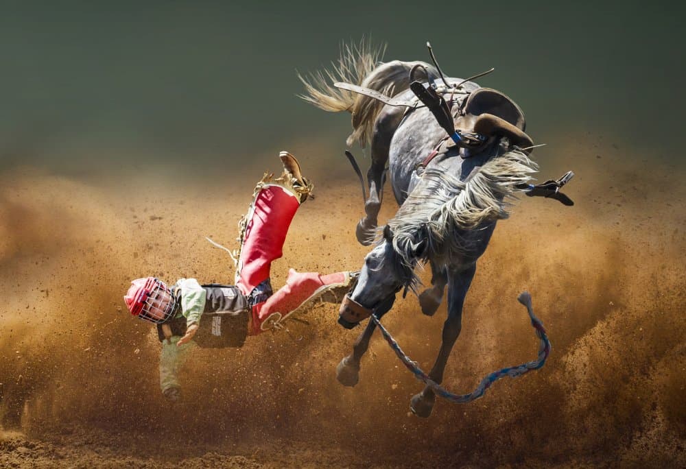 Bucking Bronc Action by Yun Thwaits — canvas wall art