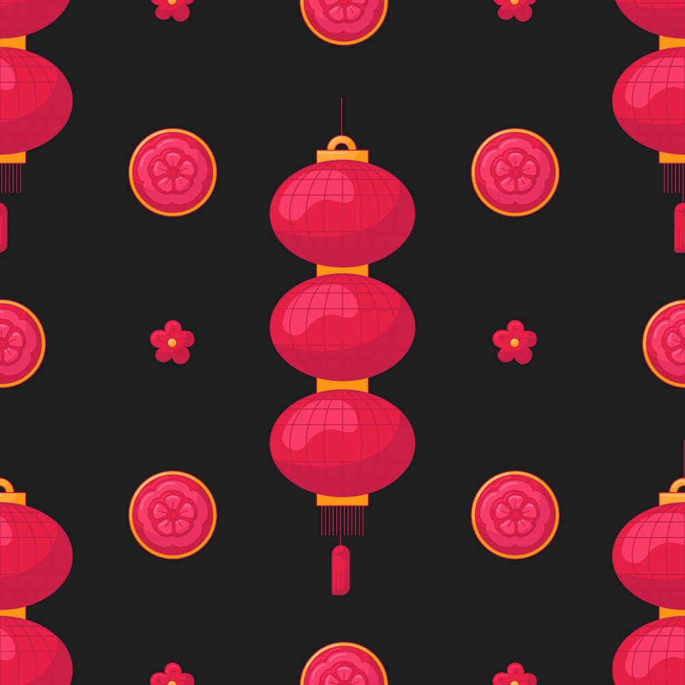 Red Lanterns Pattern by Marika Barsrsind — canvas wall art