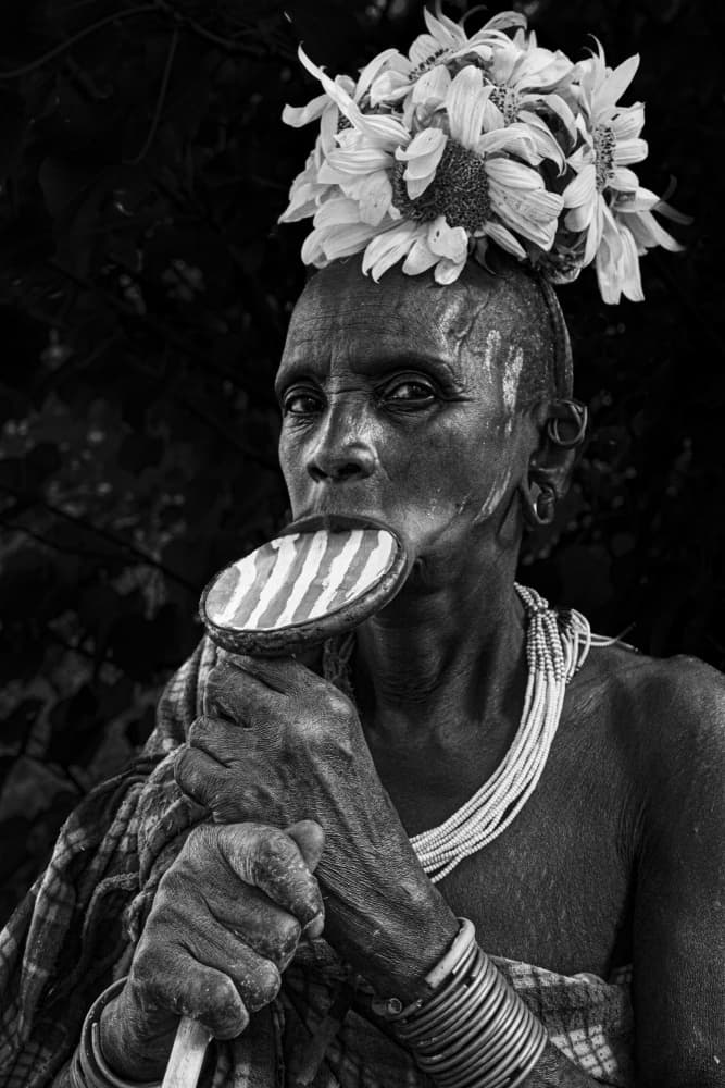 Tribal Woman Flower Crown by Elena Molina — canvas wall art