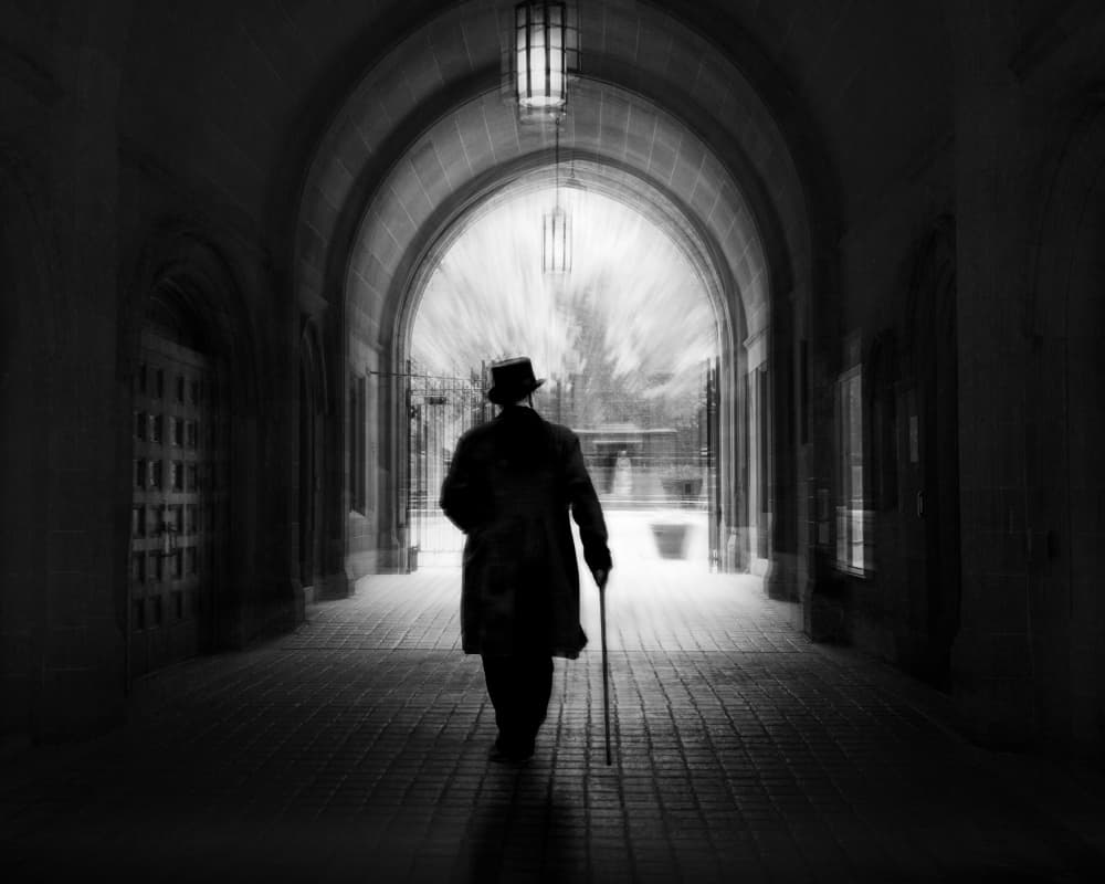 Man Walking Through Archway by Frank Ma — canvas wall art