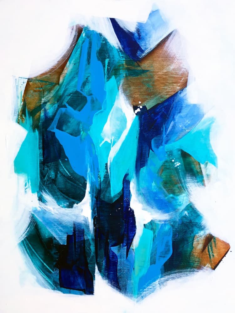 Abstract Blue Currents by Alyson Storms — canvas wall art