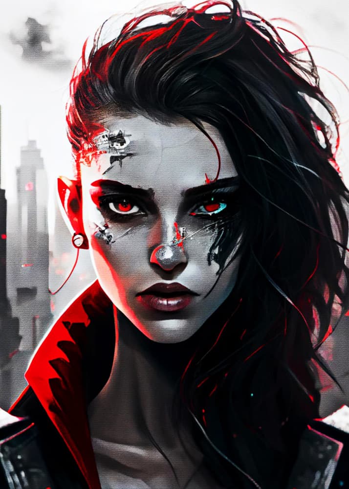 Intense Cyberpunk Gaze by Muh Asdar — canvas wall art