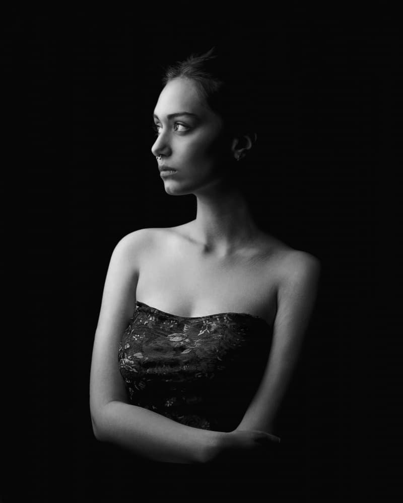 Elegant Monochrome Profile by Mehdi Mokhtari — canvas wall art