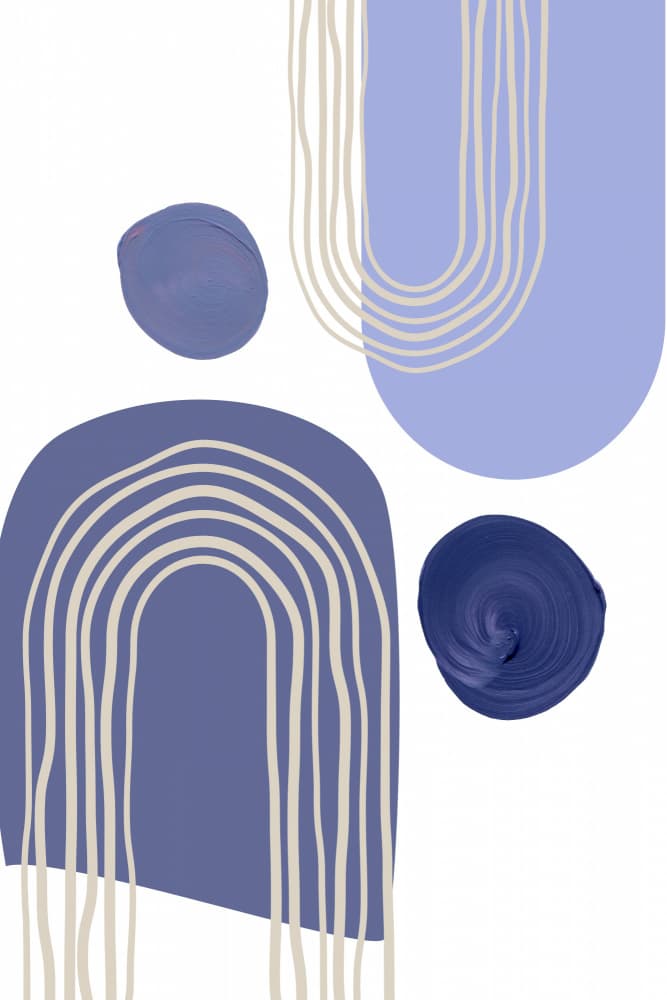 Abstract Blue Shapes by Sally Ann Moss — canvas wall art
