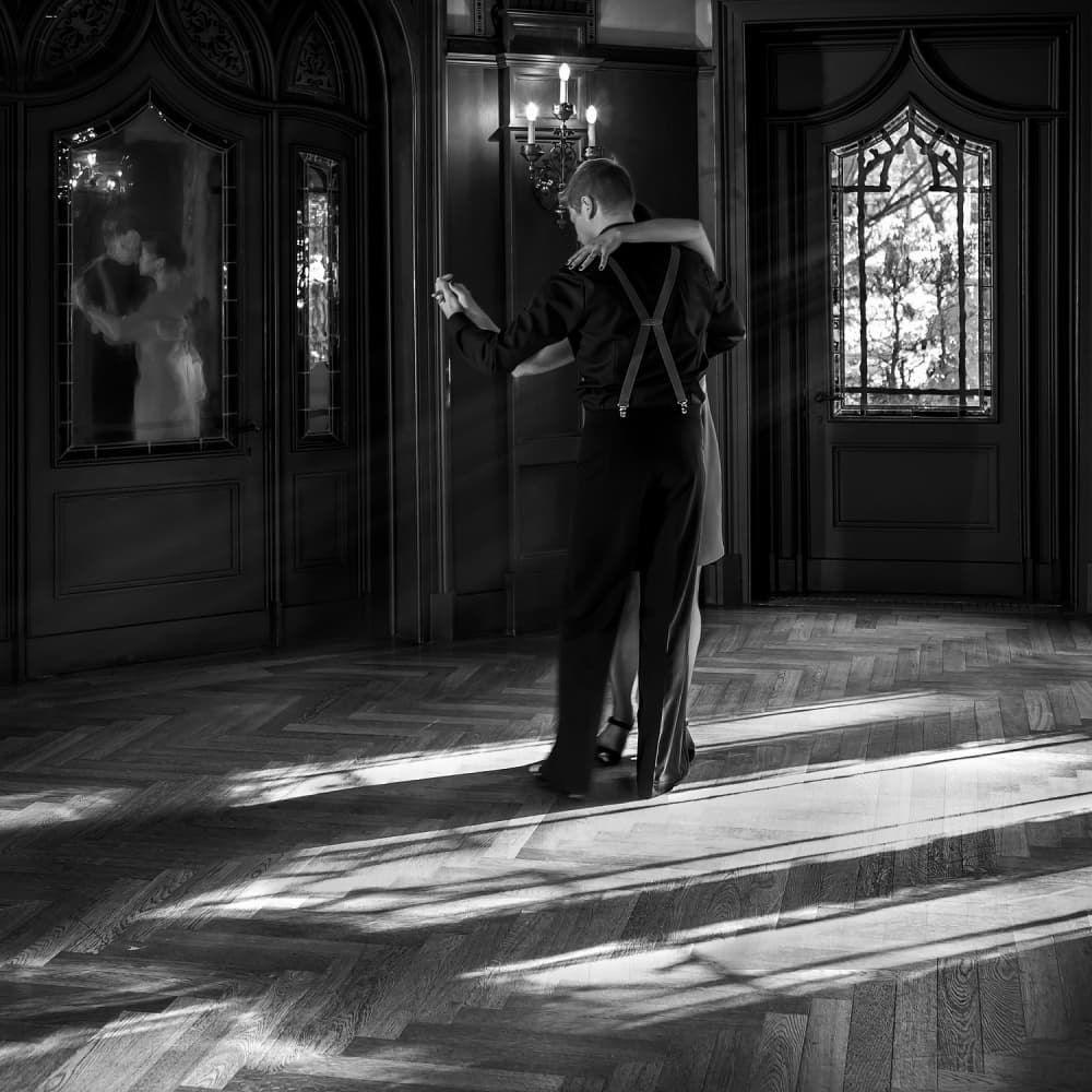 Elegant Dance Reflection by Roswitha Schleicher-Schwarz — canvas wall art