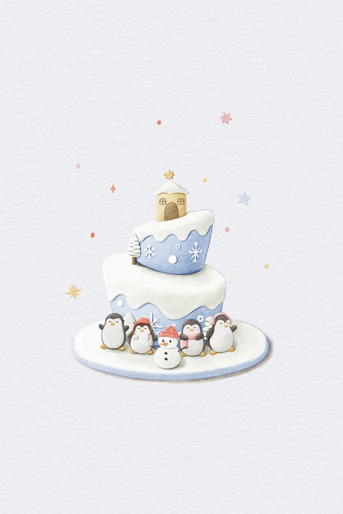 Winter Penguin Cake by Xuan Thai — canvas wall art