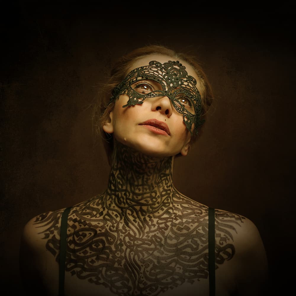 Mysterious Masked Woman by Moein Hasheminasab — canvas wall art