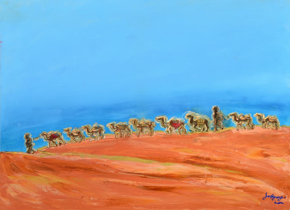 Desert Camel Caravan by Jukyong Park — canvas wall art