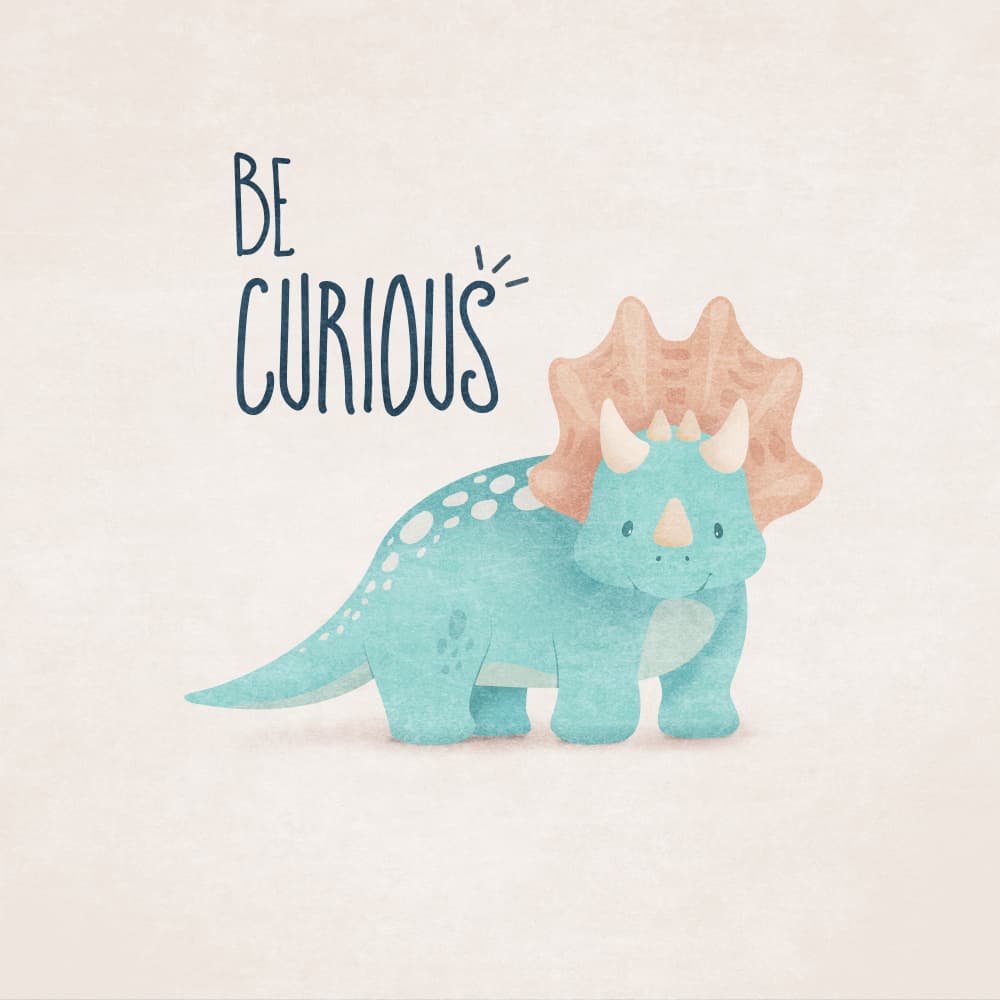 Curious Dino Wonder by Emel Tunaboylu — canvas wall art