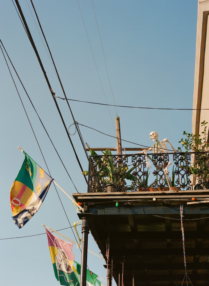 Mardi Gras Skeleton Balcony by Bethany Young — canvas wall art