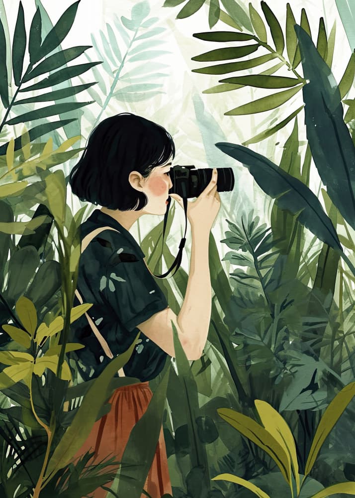 Jungle Explorer Woman by Justyna Jaszke — canvas wall art