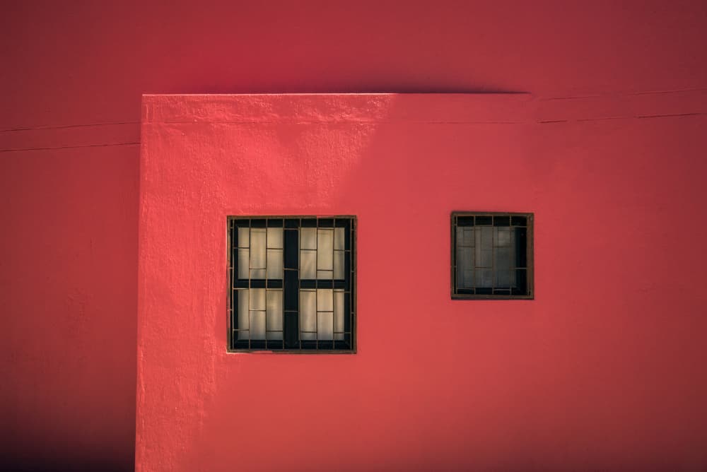 Red Walls Two Windows by Linda Wride — canvas wall art