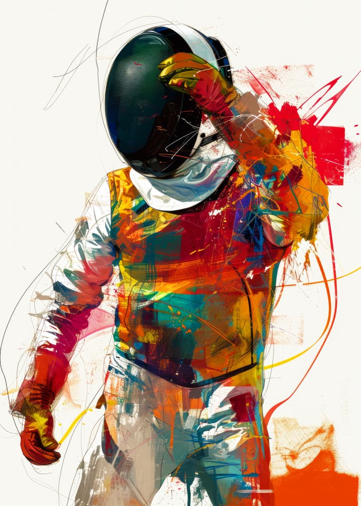 Colorful Fencing Athlete by Justyna Jaszke — canvas wall art
