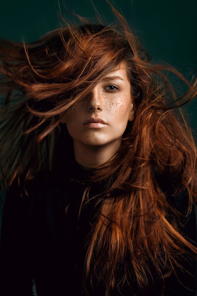 Windswept Red Hair Woman by Sepideh Niksefat — canvas wall art
