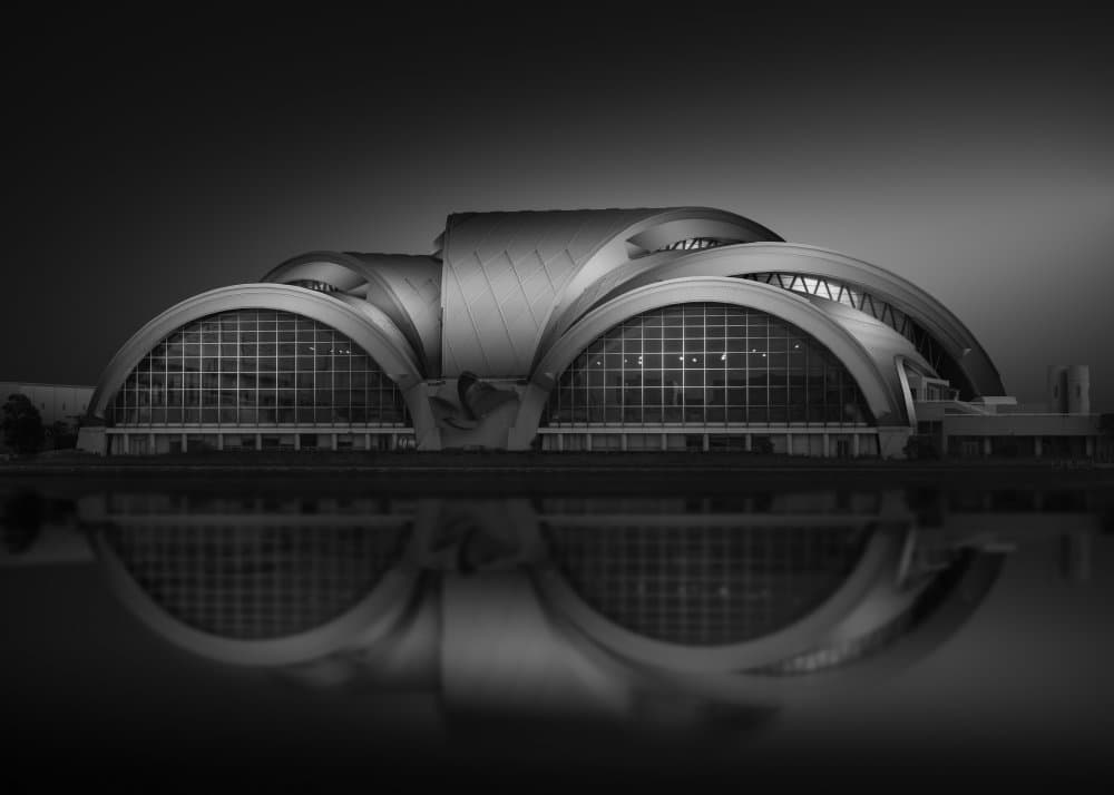 Sleek Architectural Reflection by Shuchuan Liu — canvas wall art