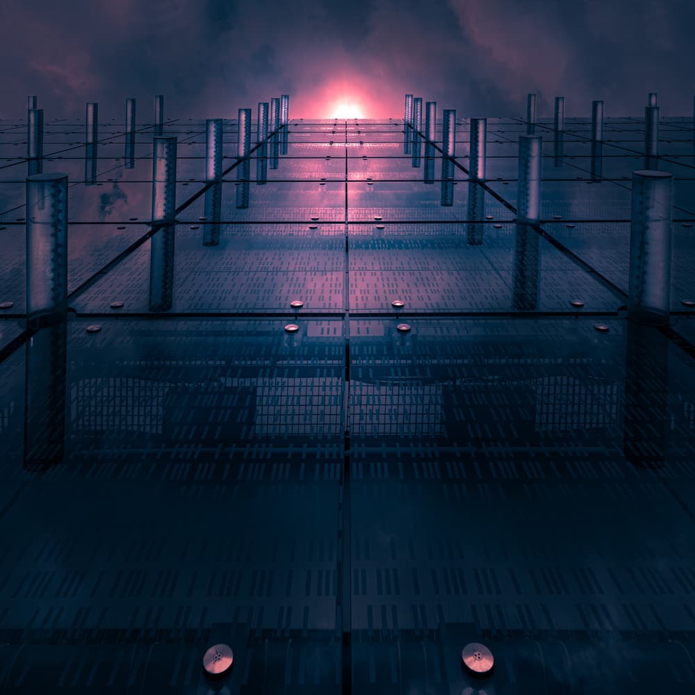Futuristic Glass Sunset by Marc Huybrighs — canvas wall art