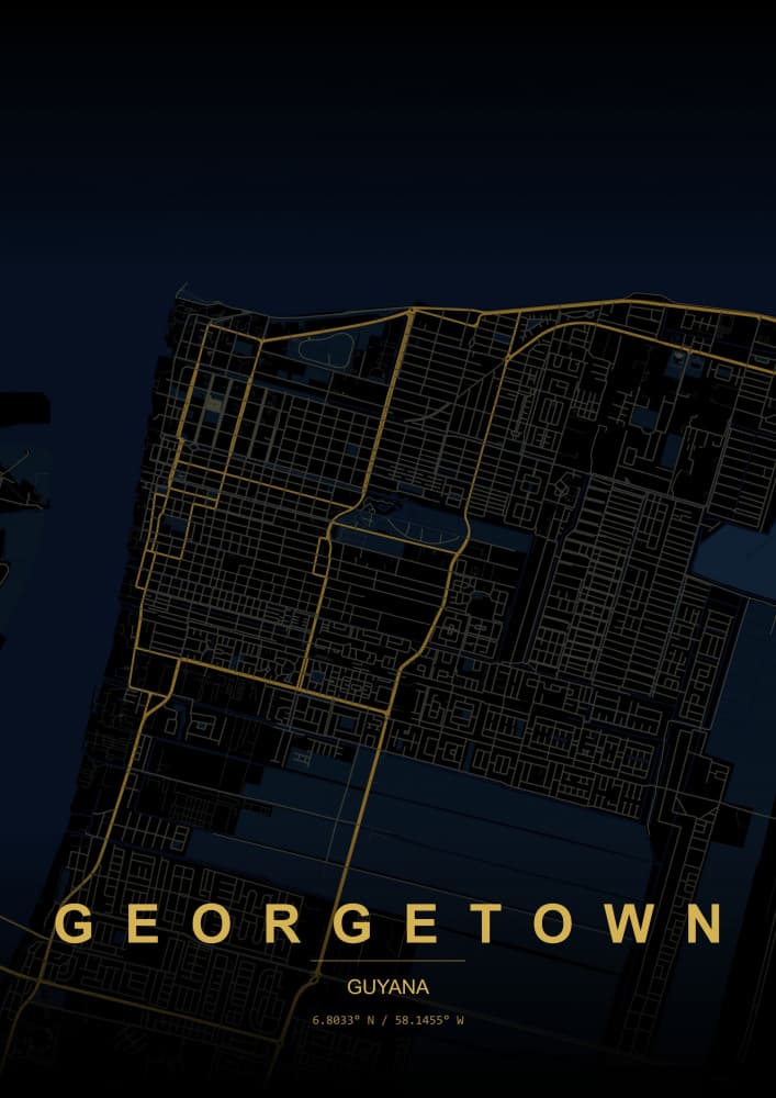 Georgetown Night Map by HUGO — canvas wall art