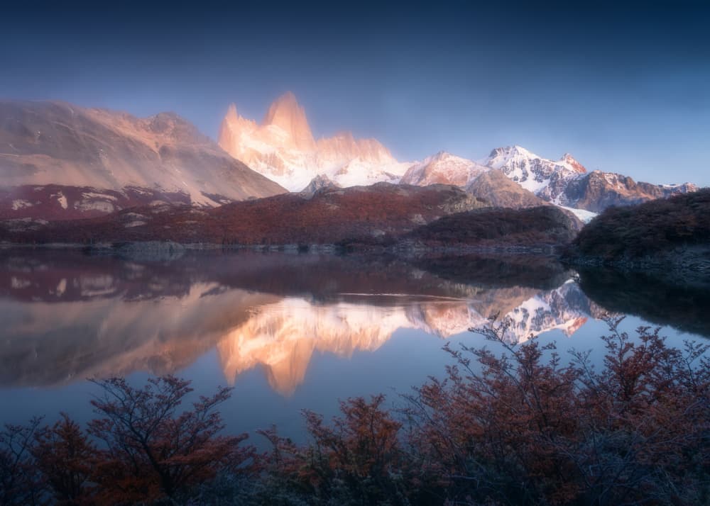Golden Peaks Lake Reflection by Willa Wei — canvas wall art
