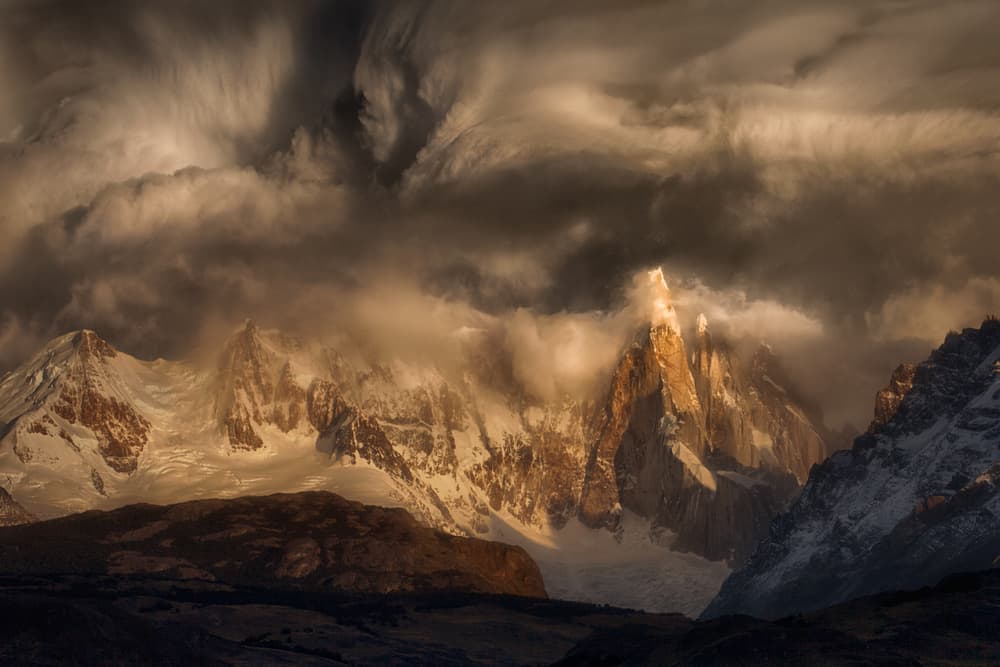 Golden Peaks Patagonia by Peter Svoboda MQEP — canvas wall art