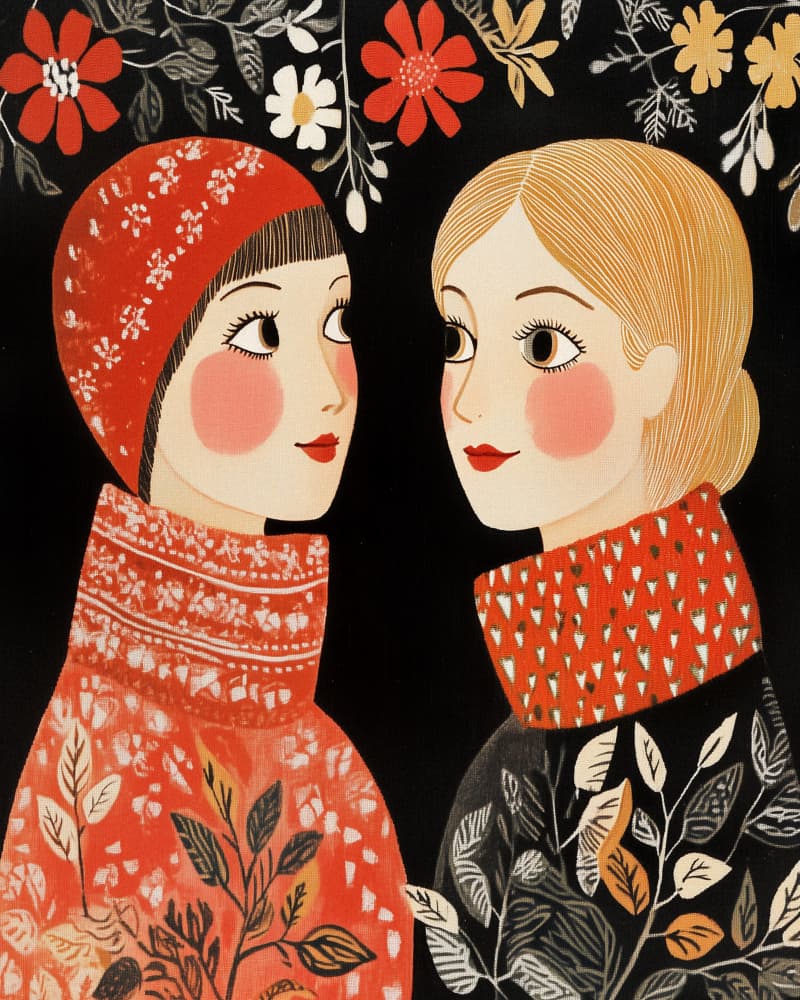 Folk Floral Friends by Pictufy Studio IV — canvas wall art