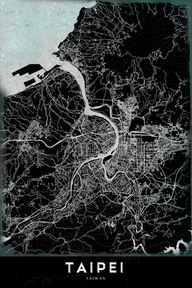 Taipei City Street Map by StudioSix — canvas wall art
