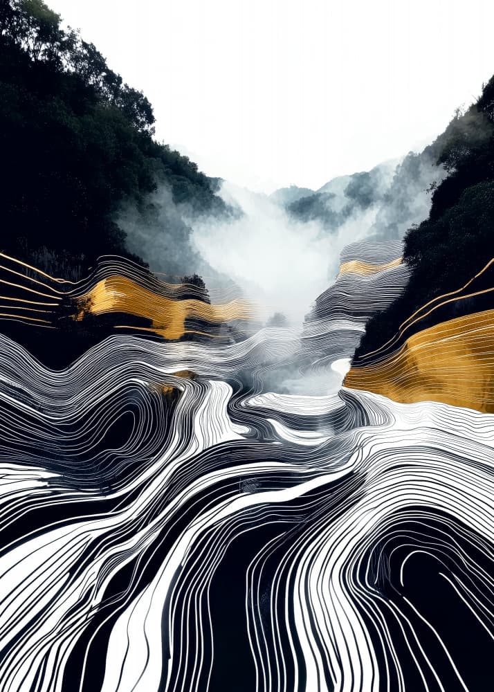Abstract Gold River by Justyna Jaszke — canvas wall art