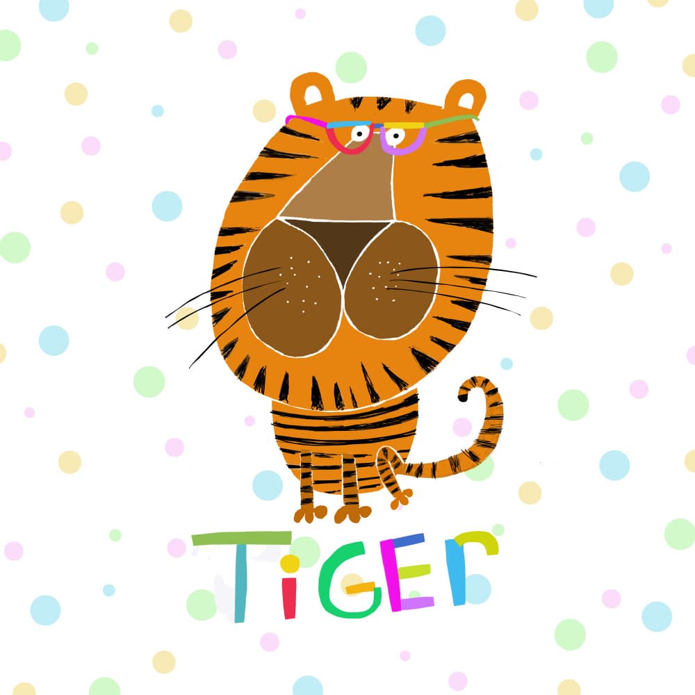Playful Tiger With Glasses by Carla Daly — canvas wall art