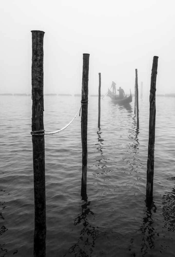 Misty Venice Gondola by Sebastian Prioteasa — canvas wall art