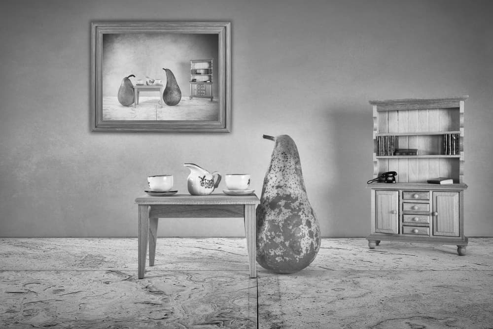 Surreal Pear Still Life by Montserrat Alviani — canvas wall art