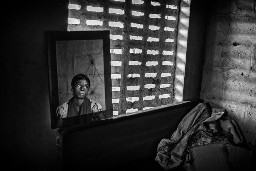 Pensive Mirror Gaze by Goran Jovic — canvas wall art
