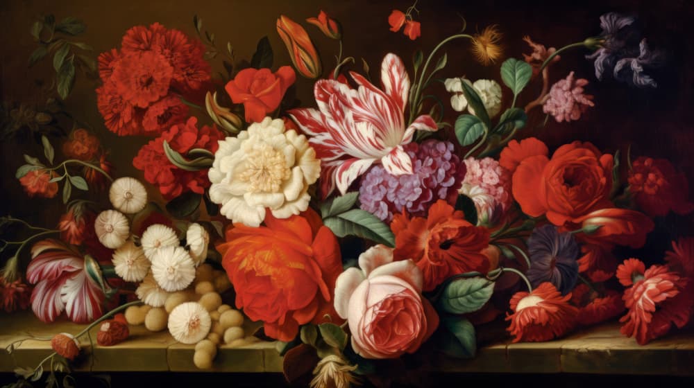 Lush Floral Still Life by Bilge Paksoylu — canvas wall art