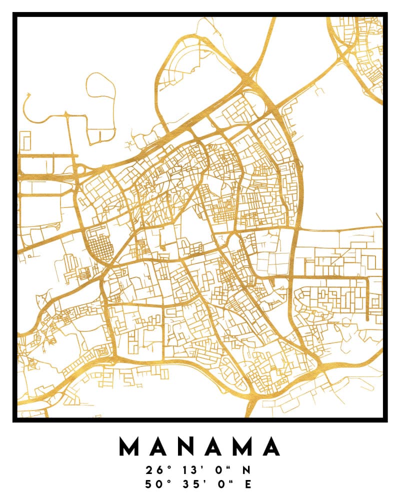 Manama Gold City Map by Emiliano Deificus — canvas wall art
