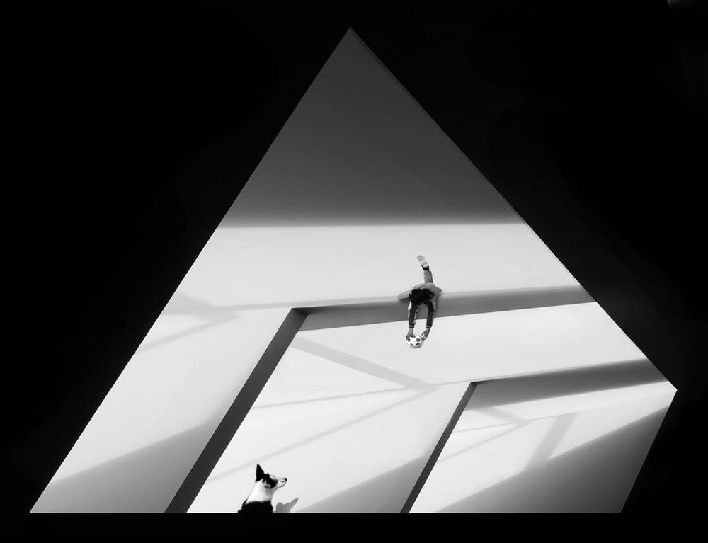 Geometric Playtime with Dog by Huib Limberg — canvas wall art