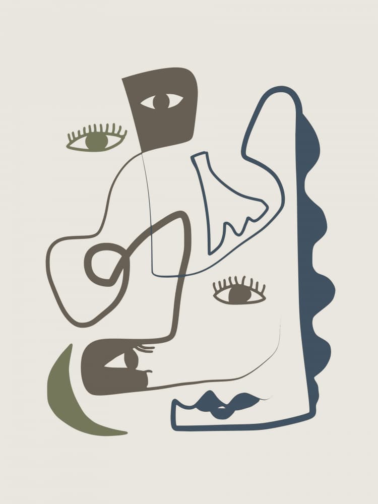 Surreal Line Faces by Little Dean — canvas wall art